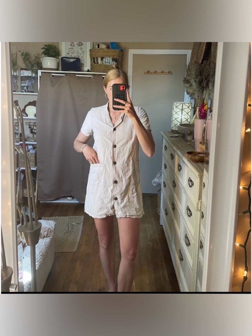 Stylish a-line button up mini dress size small - Picture 6 of 14